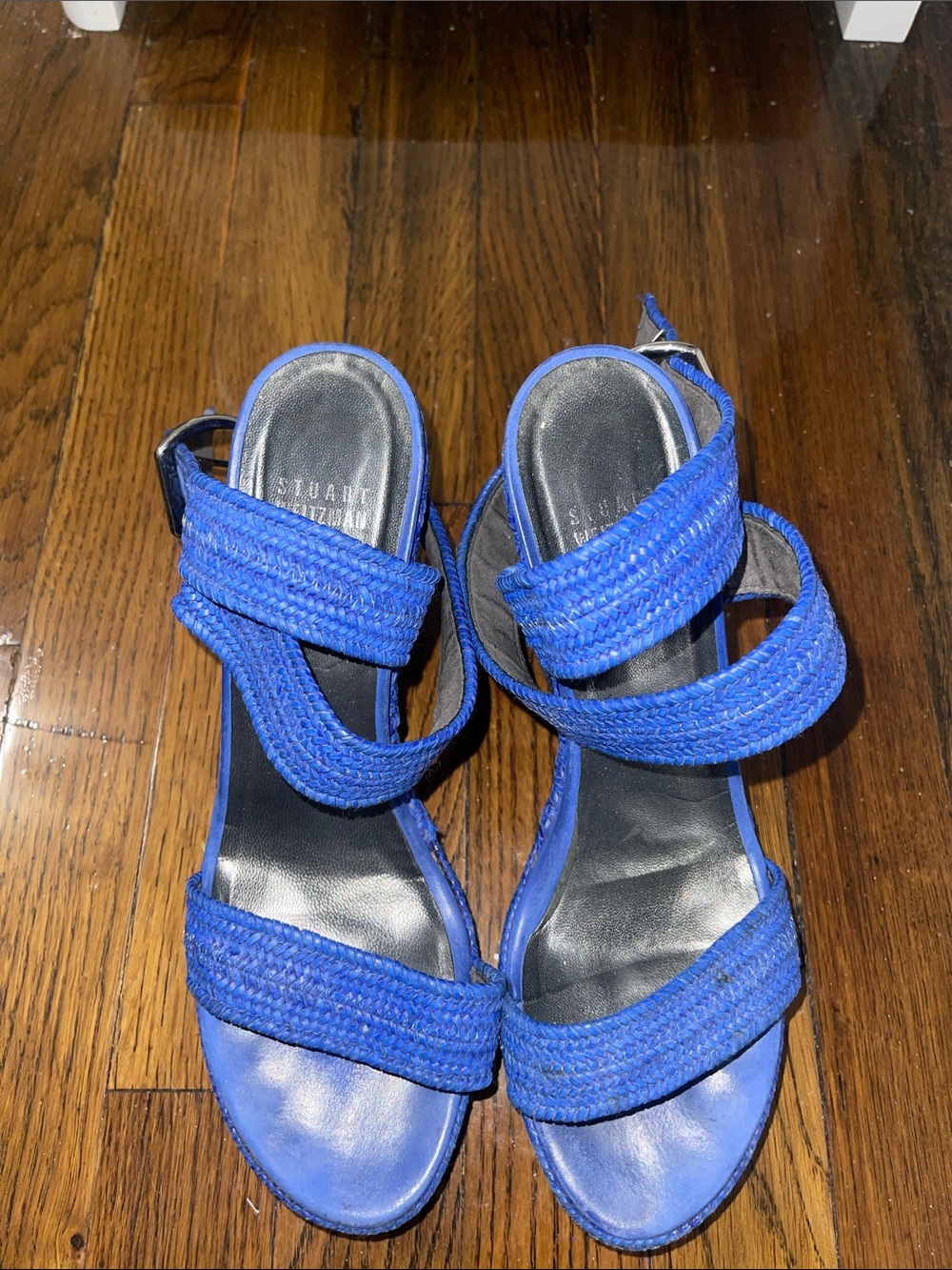 Stuart Weitzman Royal Blue Braided Strap Sandals